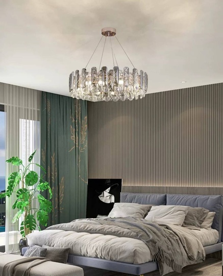 Люстра подвесная AKCICEK 80*22 дымчатый, стекло, металл, Е14.