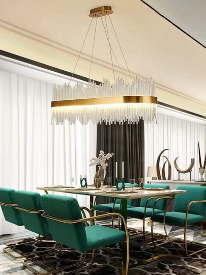 Люстра подвесная, медная, стекло, DILEK 120*26, металл, LED.