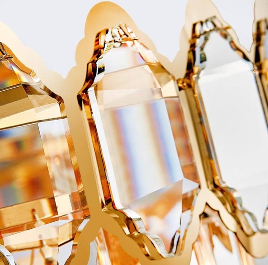 Люстра подвесная, золото, хрусталь, SHARYL 80*38, металл, E14.