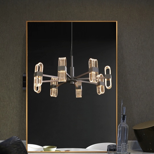 Люстра подвесная, черный, ПММА, AEGEN 70*30, металл, LED