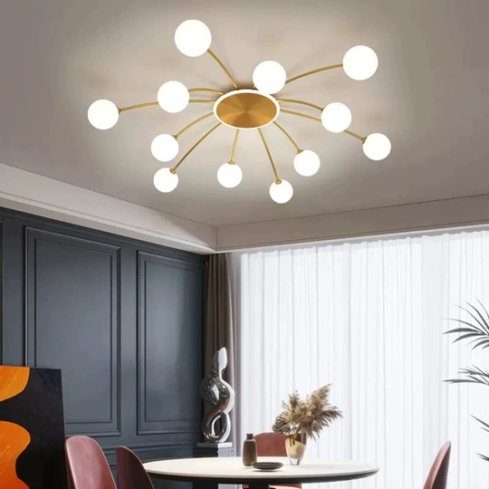 Люстра золотая Unevio, металл, стекло матовое, 97*17 см, светодиодная, LED, G9