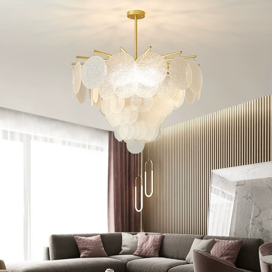 Люстра подвесная, медный, ПММА, LUXURIOUS 45*40, металл, E14.