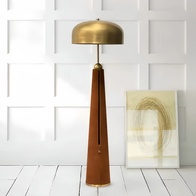 Торшер коричневый Elunara, 36*36*169 см, LED, Е27*2, кожа металл, 21 Вт