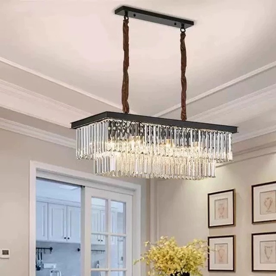 Люстра подвесная, черный, кристалл, GRETA 125*28, металл, E14.