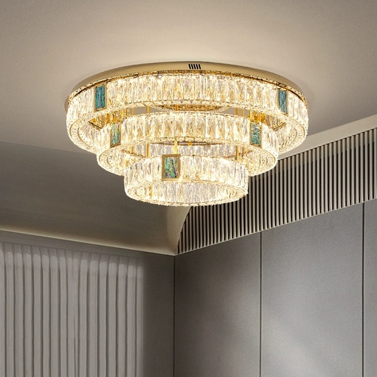 Люстра подвесная CEYHAN 60+80+100 золотой, хрусталь, металл, LED.