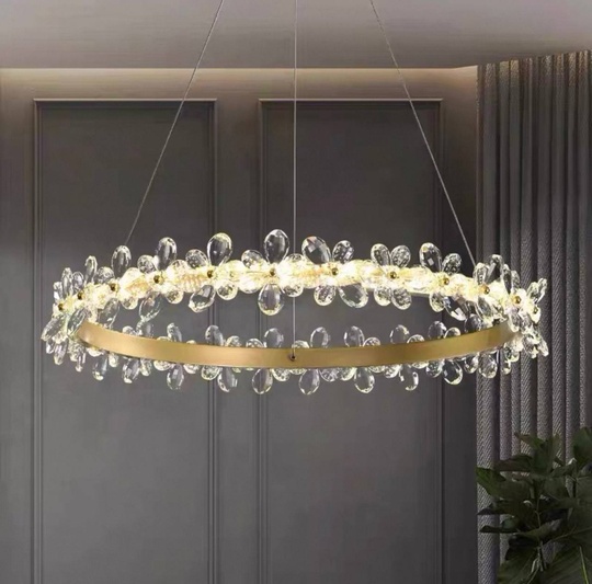 Люстра подвесная, золото, хрусталь, AXTON 40*120, металл, LED