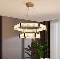 Люстра подвесная, золото, кристалл, ARON 80*45, металл, LED.