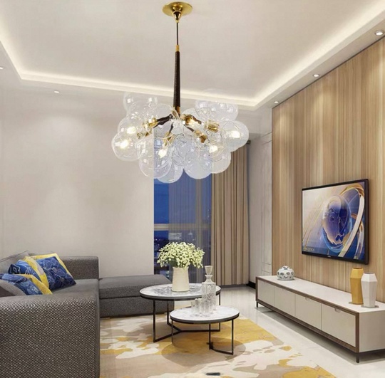 Люстра подвесная, черный, стекло, ABRAHAN 50*65, металл, Е27