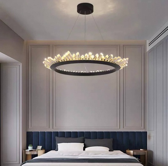 Люстра подвесная, черный, кристалл, JEREMY 120*15 металл, LED.