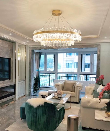 Люстра подвесная, медь, кристалл, GURBUZ 100*35, металл, LED.