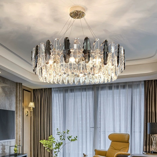 Люстра подвесная BENAY 100*25 дымчатый, стекло, металл, Е14.