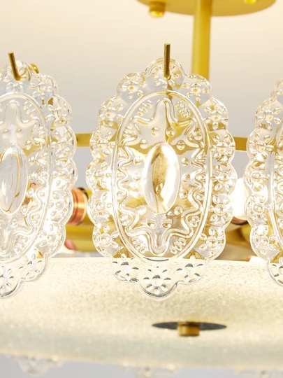 Люстра подвесная, медный, стекло, ORIOLE 60*27, металл, E14.