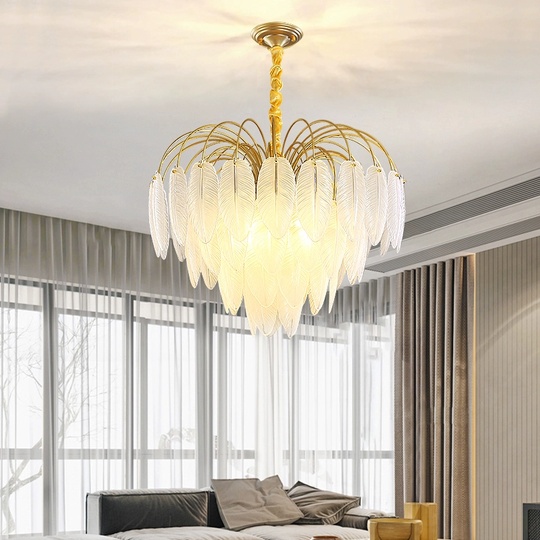 Люстра подвесная FADIME 80*38 золото, стекло, металл, Е14.