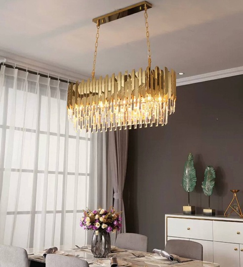 Люстра подвесная, медная, хрусталь, DILMEN 100*40, металл, Е14.