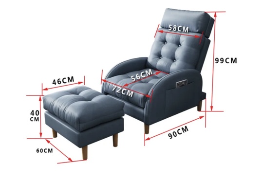 Мягкая мебель кресло - кровать 60*99*90 см, раскладной механизм, искусственная кожа