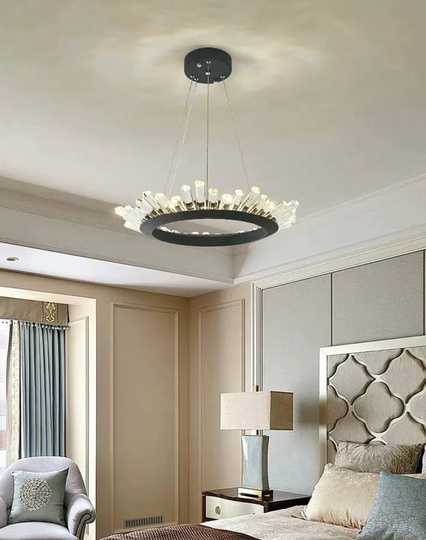 Люстра подвесная, черный, кристалл, JEREMY 100*15 металл, LED.