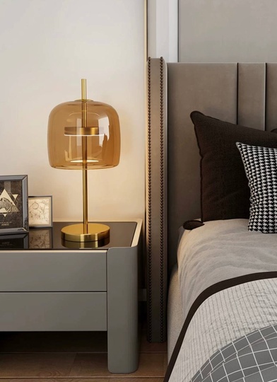 Настольная лампа NOTE 24*56, капучино, металл, стекло.