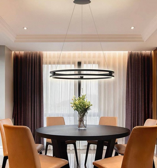 Светильник подвесной черный Elypz, металл, трос 120 см, 60*7.5 см, LED