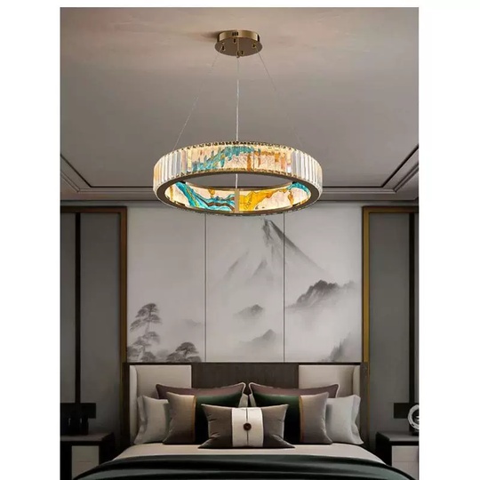 Люстра подвесная, золото, ПММА, RALPH 50*10 металл, LED.