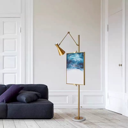 Торшер белый бронза Alqora, 50*170 см, LED, Е27, мрамор, 24 Вт