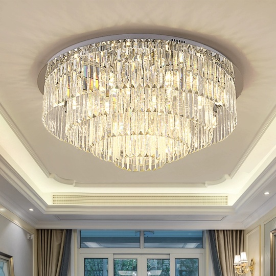 Потолочный светильник, серебро, хрусталь, CLOVER 60*35 металл, Е14.