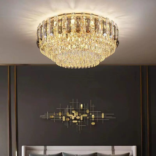 Потолочный светильник, медь, хрусталь, DIANA 80*35 металл, Е14.