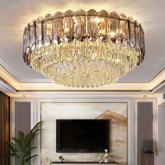 Потолочный светильник, медь, хрусталь, EMILY 60*32 металл, Е14.