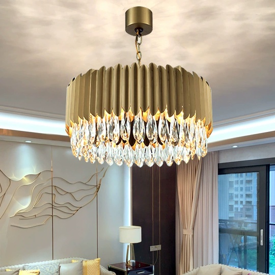 Люстра подвесная, золото, хрусталь, LUCY 100*30, металл, E14.