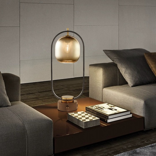 Настольная лампа JACOB 25*61, бронза, коричневый, металл, стекло.