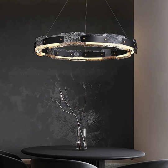 Люстра подвесная, черная, Elyndr, металл, 105*10 см, светодиодная, LED