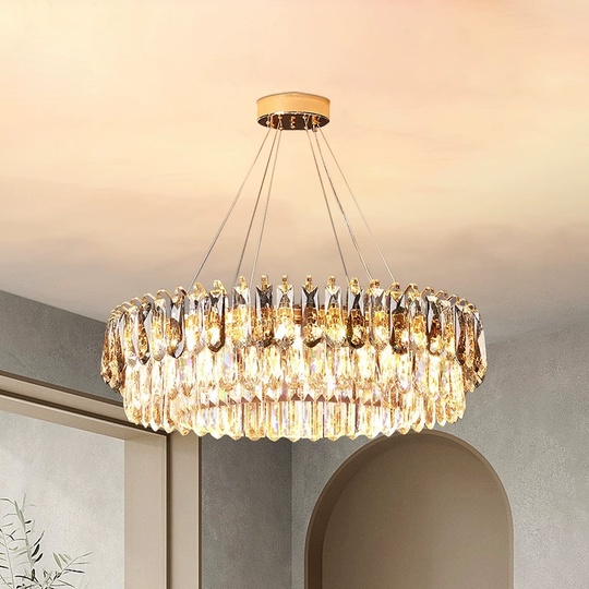 Люстра подвесная ARZU 100*22 золото, кристалл, металл, Е14.