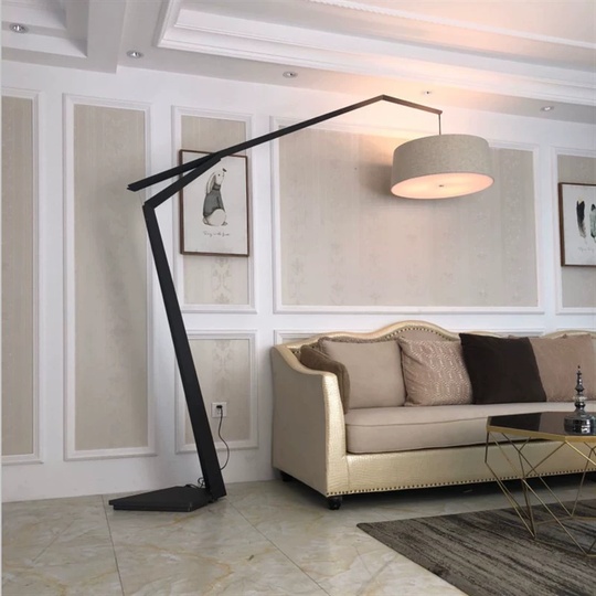 Торшер, черный, серый, Lumens 200*200, светодиодный, E27, металл, ткань