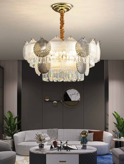 Люстра подвесная ERKE 60*28 золото, стекло, металл, Е14.