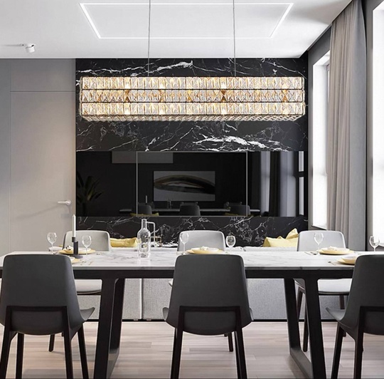 Люстра золотая Elypse, металл, кристалл, 125*17 см, подвесная, E14