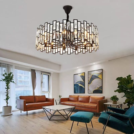 Люстра подвесная, черный, стекло, AYDOLUN 80*31, металл, E14.