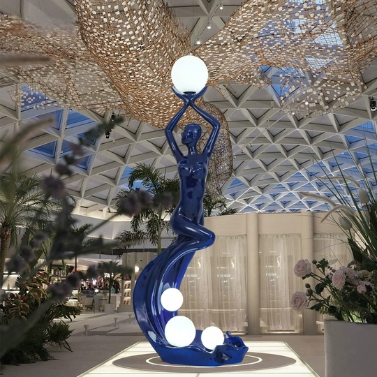 Торшер синий Elevique, 75*42*200 см, LED, E27*4, смола, стекловолокно, 24 Вт