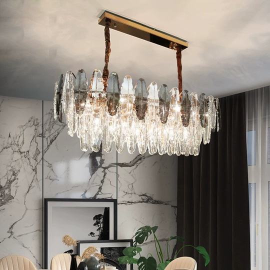 Люстра подвесная BEREN 80*37 дымчатый, стекло, металл, Е14.