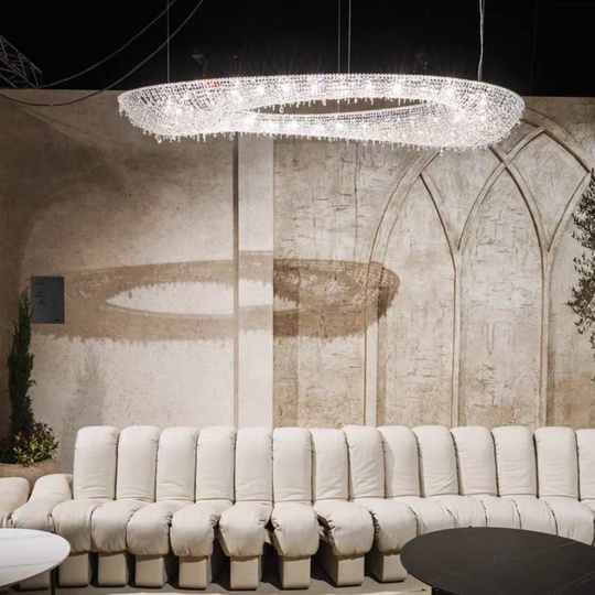 Люстра подвесная, серебро, хрусталь, ZOE 120*52*20 металл, G9.