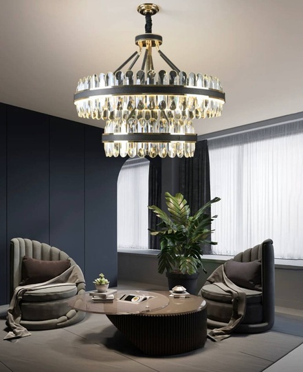 Люстра подвесная BIHTER 60*38 золото, кристалл, металл, LED.