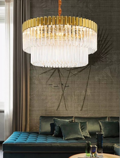 Люстра подвесная, золотой, стекло, AYLA 100*40, металл, E14.