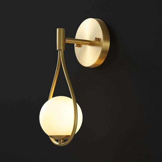 Настенный светильник золотой ANKO, Бра, 20*45, металл, стекло, Е14.