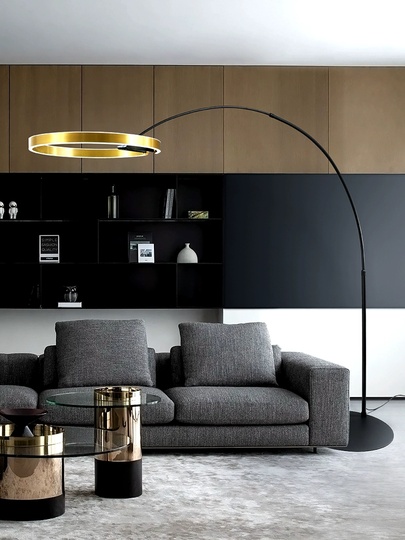 Торшер, латунь, черный, Anterra 220*200, LED, металл, ПММА