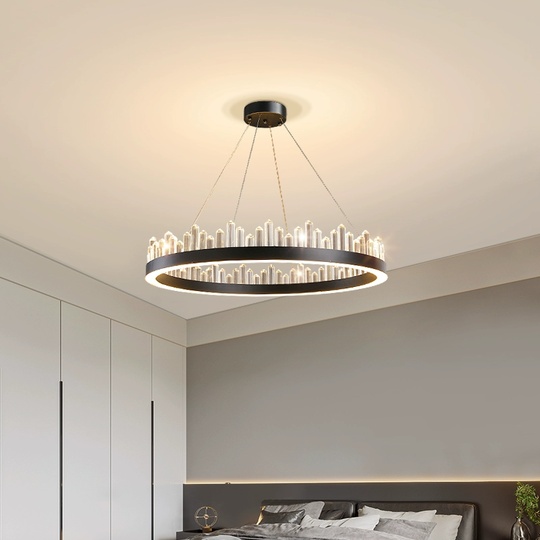 Люстра подвесная, черный, кристалл, LOGAN 60*11 металл, LED.