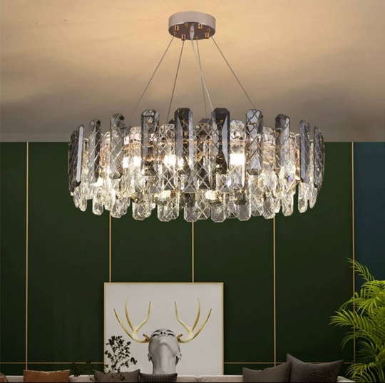 Люстра подвесная AKCICEK 80*22 дымчатый, стекло, металл, Е14.