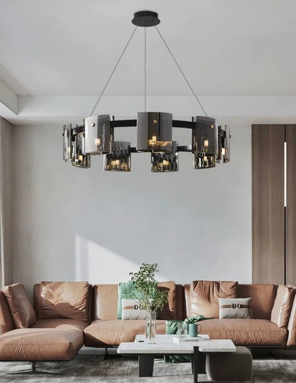 Люстра подвесная, черный, стекло, MELLIFLUOUS 60*17, металл, G9.