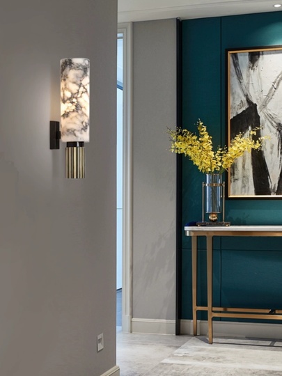 Настенный светильник EDDY, Бра 13*34, медный, мрамор, Е27.