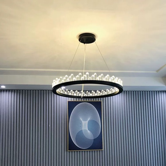 Люстра подвесная, черный, кристалл, LOGAN 120*11 металл, LED.