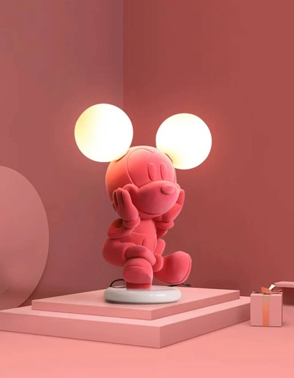 Настольная лампа, MICKEY 27*35, смола, стекло, розовый