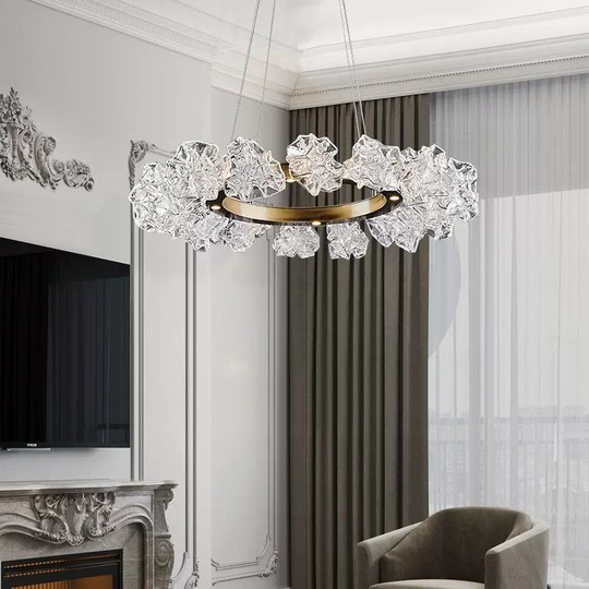 Люстра подвесная медная OKideo, металл, трос 100 см, 80*80 см, LED