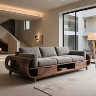 Прямой диван Abraham ореховый, ткань, 240*80*85 см